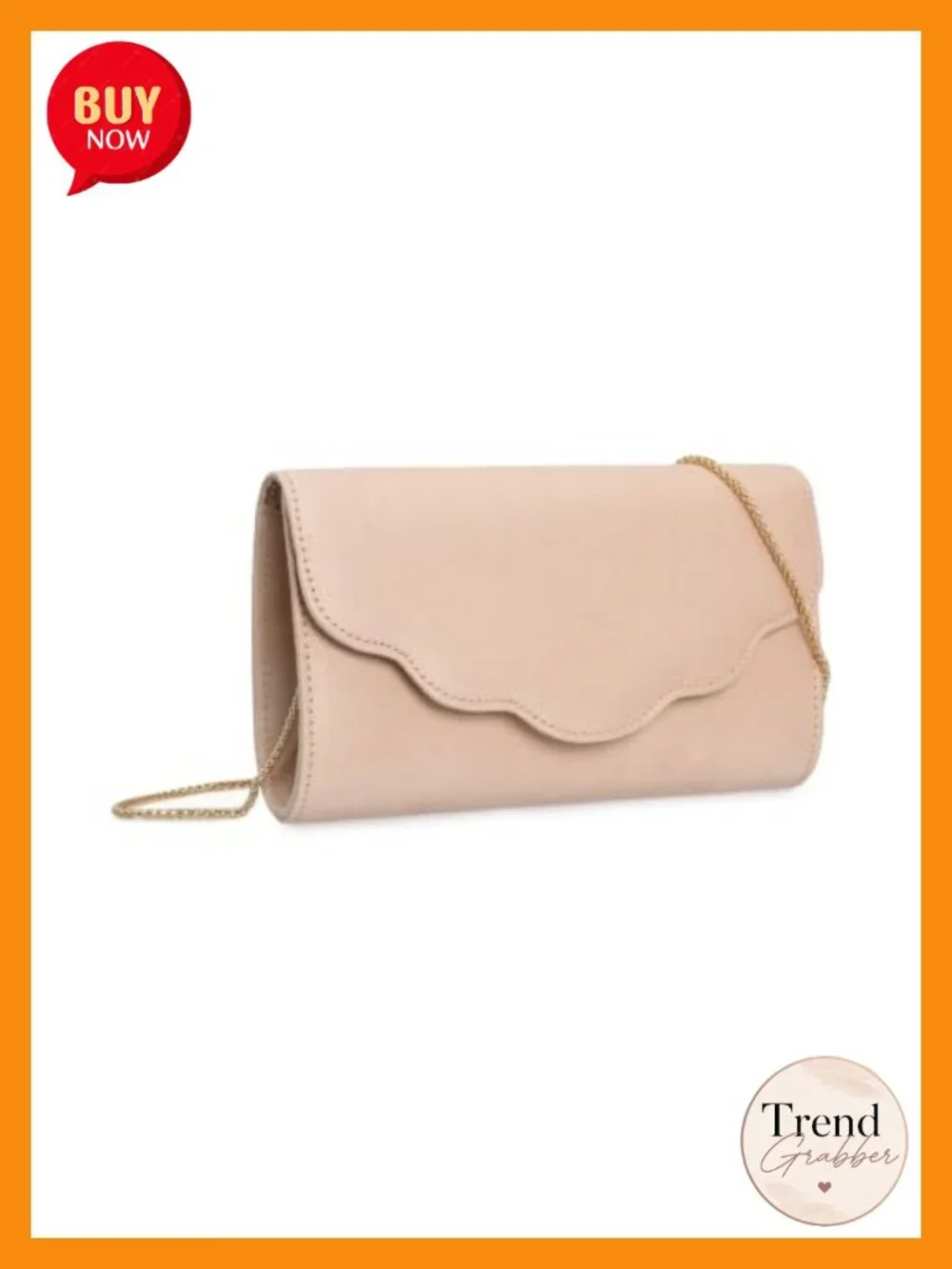 Faux Suede Evening Clutch Bag with Scalloped Wave Flap - Formal Wedding Party